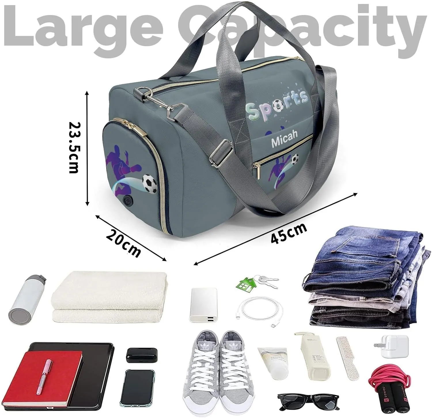 Personalized Name Duffel Bag Soccer Players Sport On-the-Go Fitness: Travel Bags Designed for Active Living