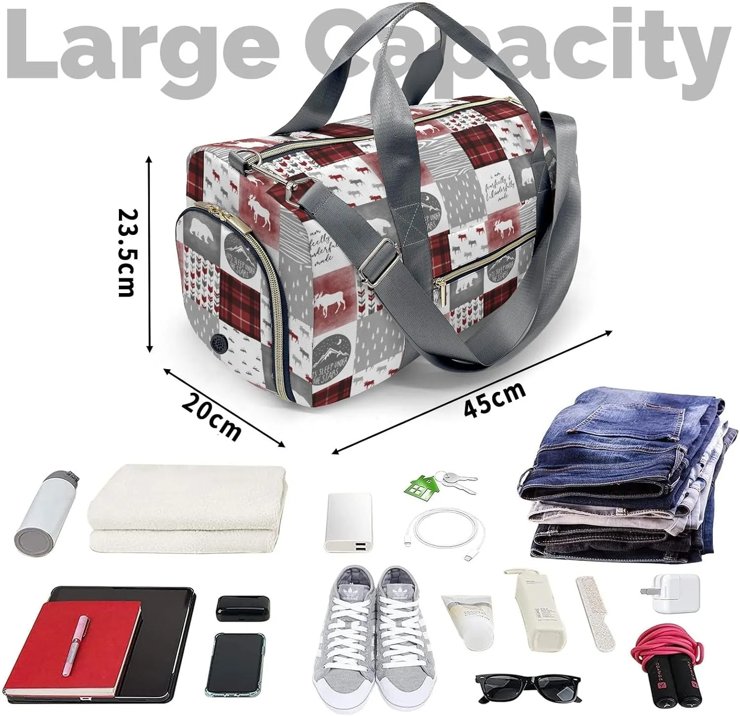 Personalized Name Duffel Bag Wild Free Bear Adventure On-the-Go Fitness: Travel Bags Designed for Active Living
