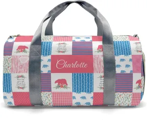 Personalized Name Duffel Bag Wild One Bear Pink Green On-the-Go Fitness: Travel Bags Designed for Active Living