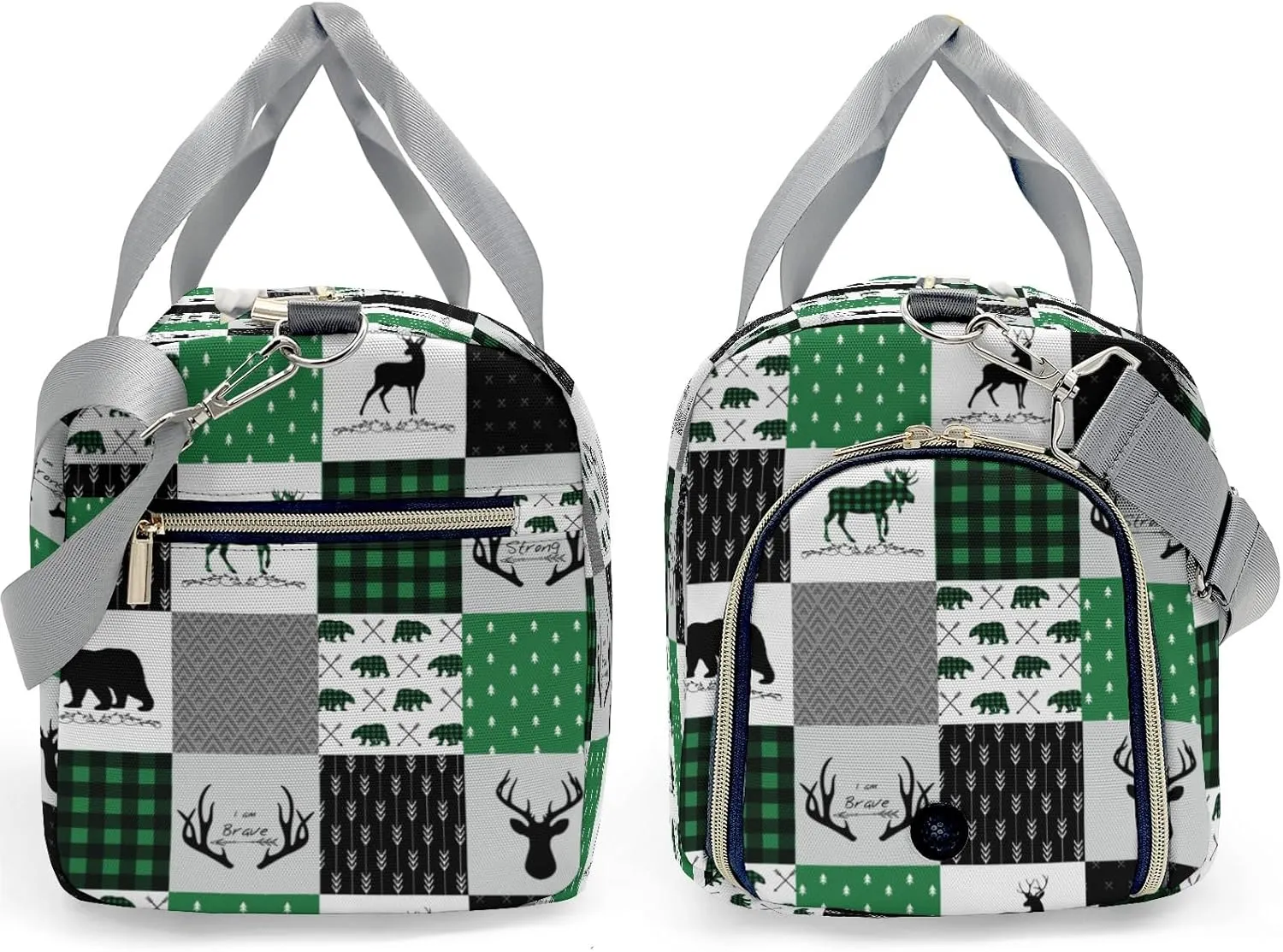 Personalized Name Duffel Bag Woodland Deer Bear Plaid On-the-Go Fitness: Travel Bags Designed for Active Living