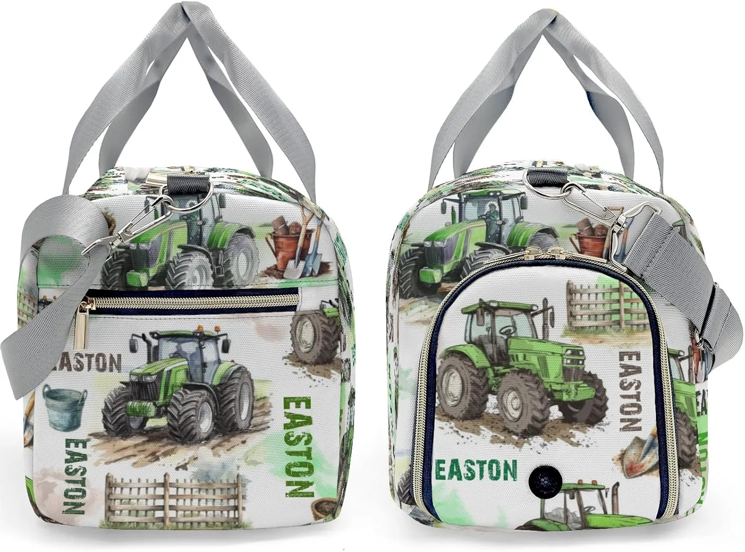 Personalized Name Tractor Car Farm Vehicle Gym Bag for Women, Travel Duffle Bag Carry On Weekender Bag with Shoe Compartment Custom Gift
