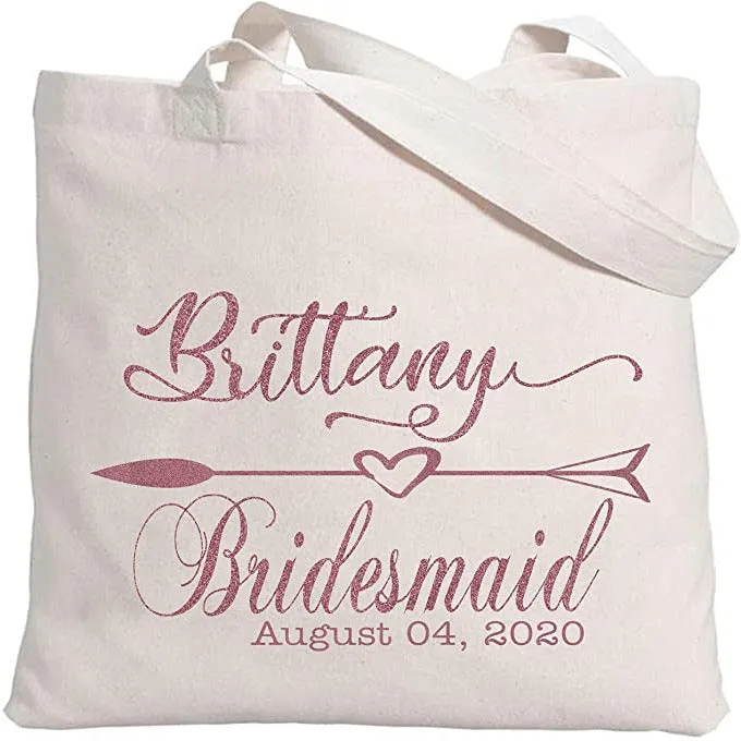 Personalized Tote Bag for Bridesmaids Wedding Customized Bachelorette Party Bag Set of 6, 8, 10, 12