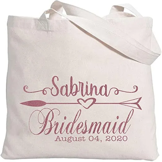 Personalized Tote Bag for Bridesmaids Wedding Customized Bachelorette Party Bag Set of 6, 8, 10, 12