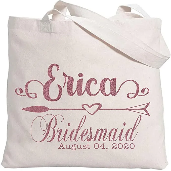 Personalized Tote Bag for Bridesmaids Wedding Customized Bachelorette Party Bag Set of 6, 8, 10, 12