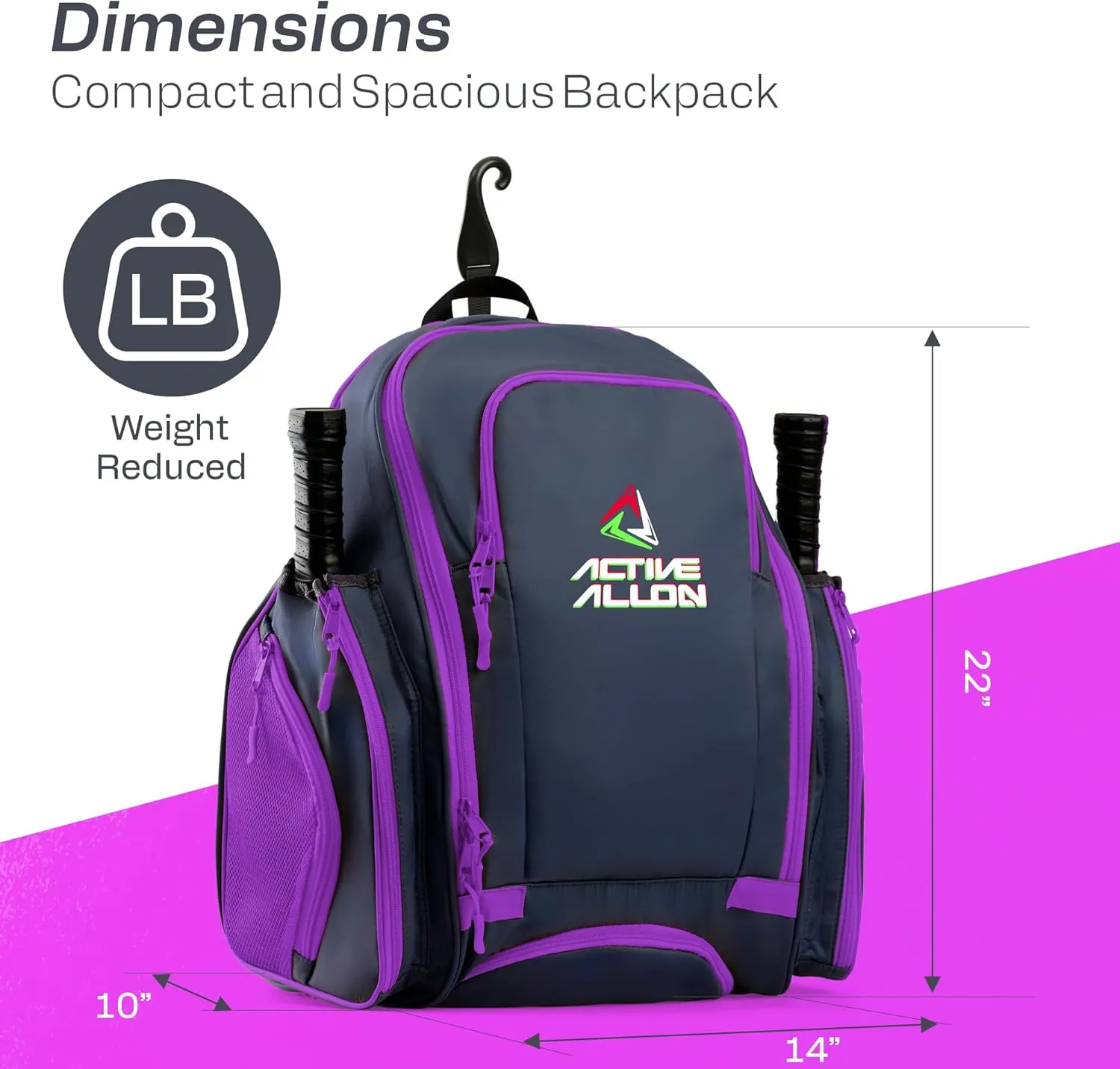 Pickleball Backpack - Durable Sling Bag for Men & Women, Holds 2-4 Paddles, with Fence Hook, Shoe Compartment & Water Bottle Holder
