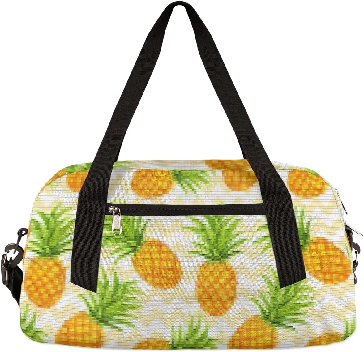 Pineapple Pattern Kids Duffel Bag for Girls Boys Teens, Pineapple Pixel Wind Dance Bag Overnight Small Duffel Bag Carry On Weekend Sports Gym Travel Bag for School Practice Gymnastics Ballet
