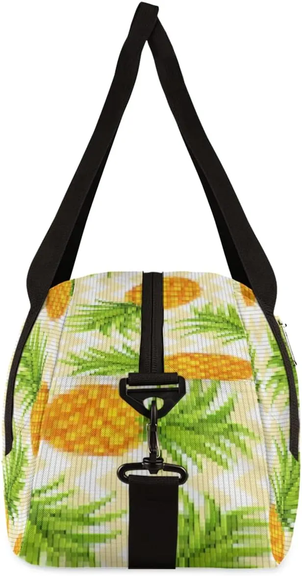 Pineapple Pattern Kids Duffel Bag for Girls Boys Teens, Pineapple Pixel Wind Dance Bag Overnight Small Duffel Bag Carry On Weekend Sports Gym Travel Bag for School Practice Gymnastics Ballet