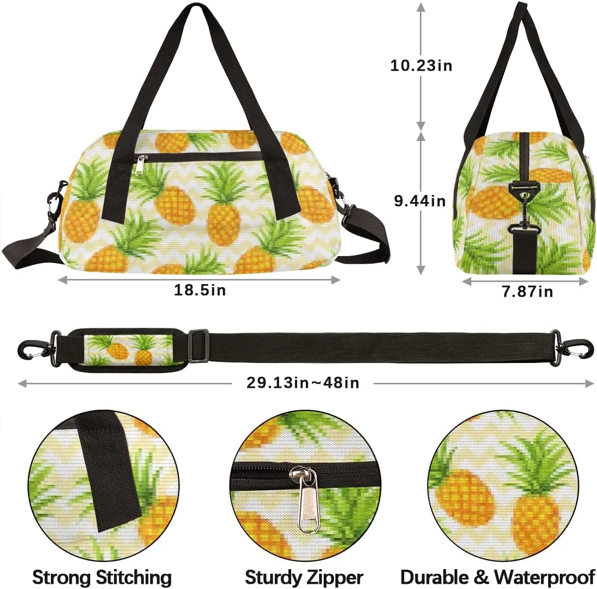 Pineapple Pattern Kids Duffel Bag for Girls Boys Teens, Pineapple Pixel Wind Dance Bag Overnight Small Duffel Bag Carry On Weekend Sports Gym Travel Bag for School Practice Gymnastics Ballet