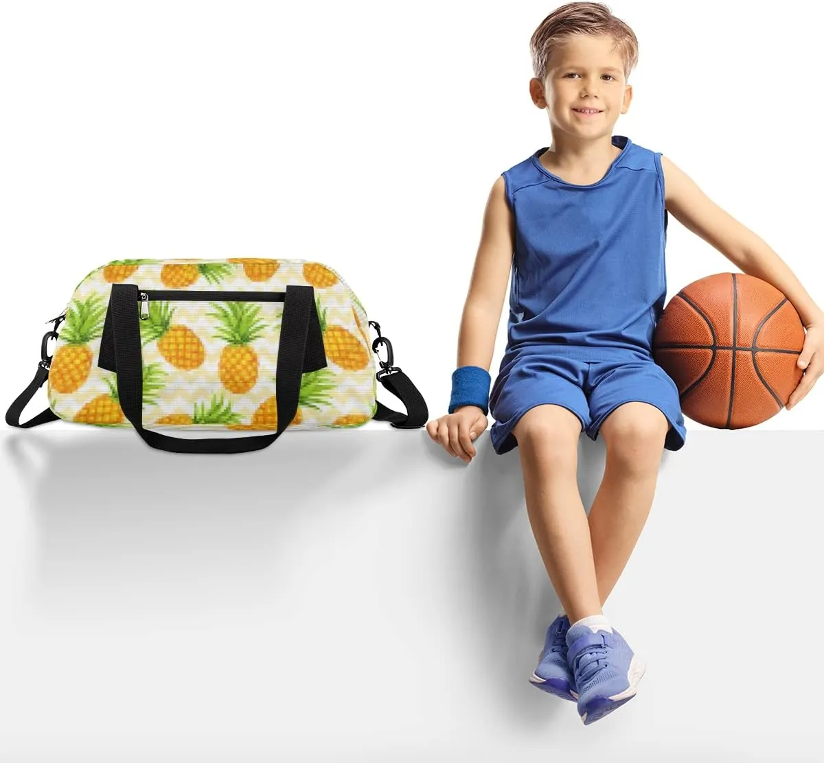 Pineapple Pattern Kids Duffel Bag for Girls Boys Teens, Pineapple Pixel Wind Dance Bag Overnight Small Duffel Bag Carry On Weekend Sports Gym Travel Bag for School Practice Gymnastics Ballet