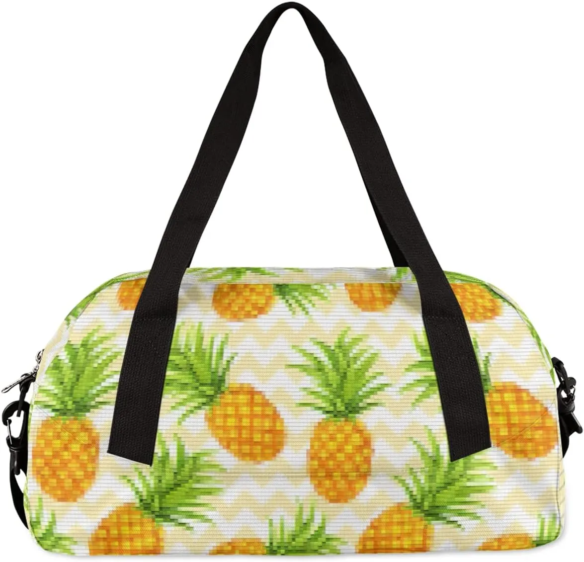 Pineapple Pattern Kids Duffel Bag for Girls Boys Teens, Pineapple Pixel Wind Dance Bag Overnight Small Duffel Bag Carry On Weekend Sports Gym Travel Bag for School Practice Gymnastics Ballet