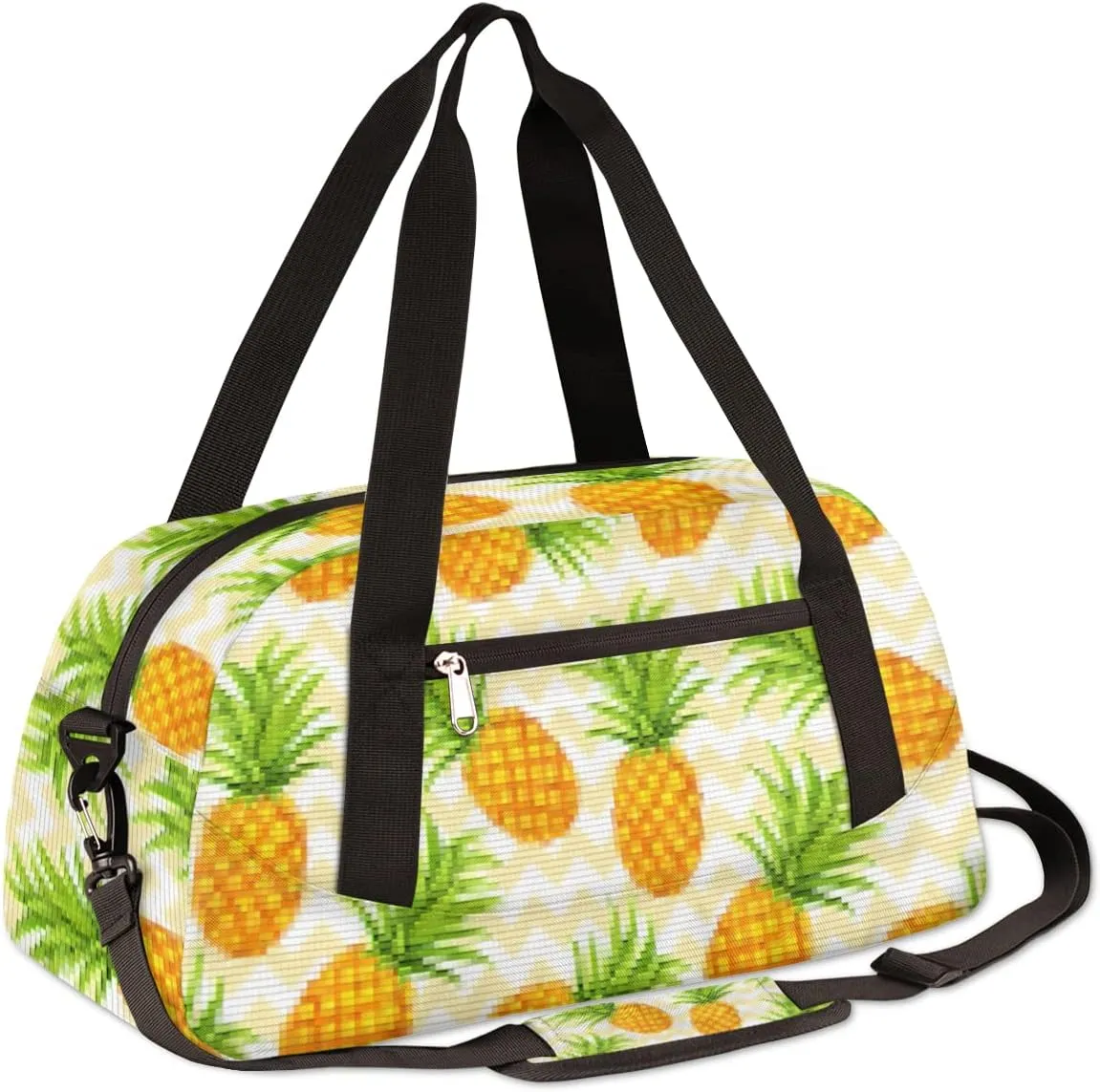 Pineapple Pattern Kids Duffel Bag for Girls Boys Teens, Pineapple Pixel Wind Dance Bag Overnight Small Duffel Bag Carry On Weekend Sports Gym Travel Bag for School Practice Gymnastics Ballet