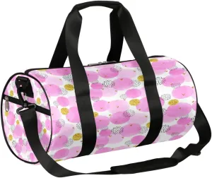 Pink Circle Dots Gym Bag Small Gym Duffel Bags for Men Women Kawaii Overnight Weekender Bag Lightweight Sport Duffle Bag Carry On Gymbag
