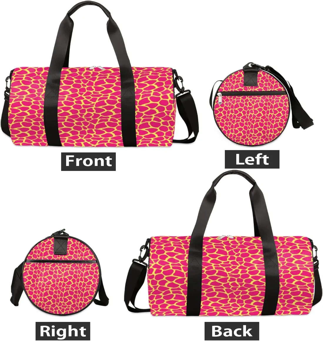 Pink Giraffe Print Gym Bag Small Gym Duffel Bags for Men Women Overnight Weekender Bag Lightweight Sport Duffle Bag Carry On Gymbag