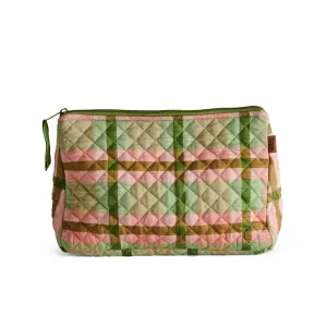 Pistachio Tartan Quilted Cotton Toiletry Purse