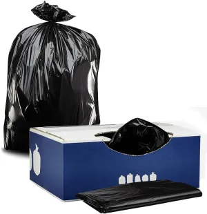 PlasticPlace 33 Gallon Trash Bags │ 1.7 Mil │ Black Garbage Can Liners │ 33" x 39" (100 Case)