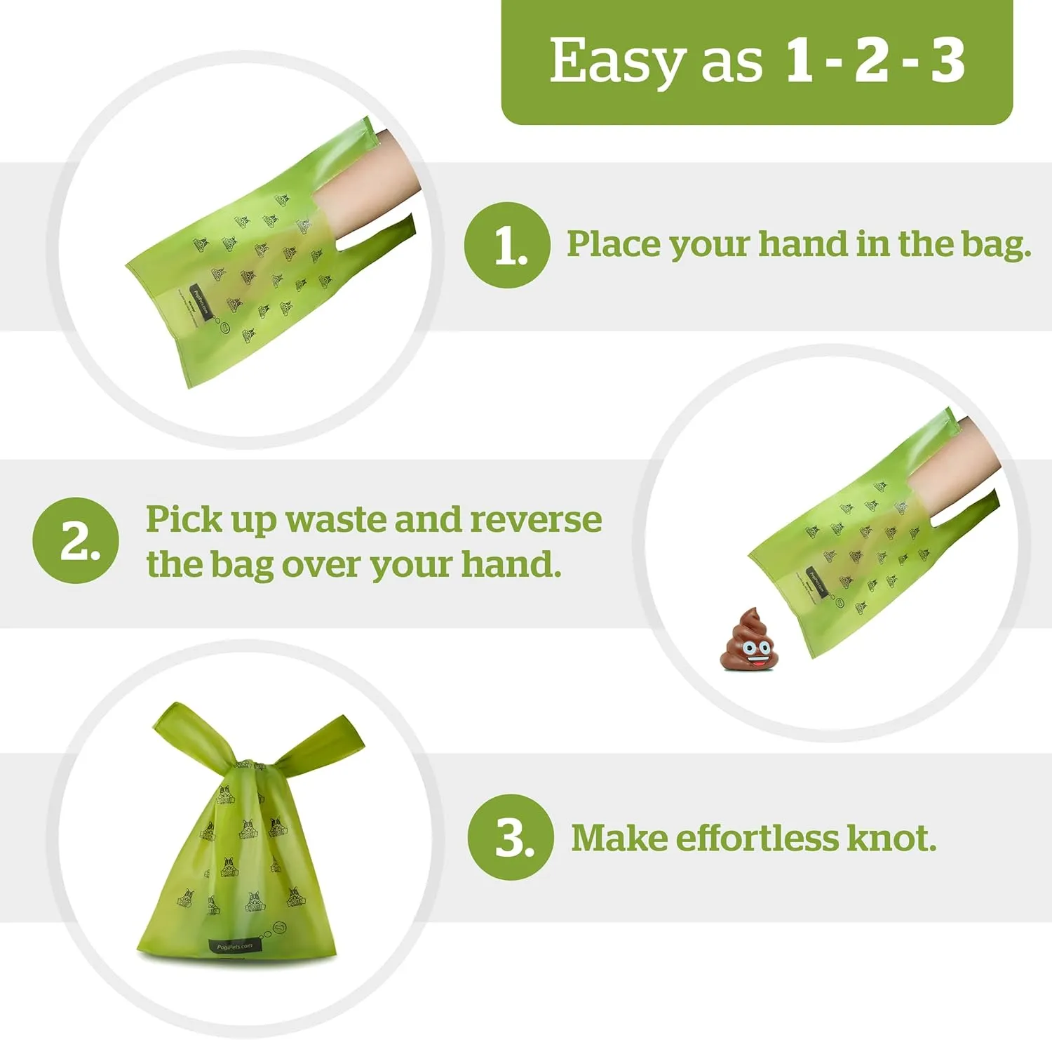 Pogi’s Dog Poop Bags with Handles – Extra-Thick, Leak-Proof, Large, Unscented, 900-Count