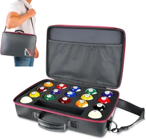 Pool Ball Case, Padded Billiard Carrying Bag with Handle and Shoulder Strap, Billiard Accessories Storage Bag for Pool Balls, Cues, Training Tools,Good for Clubs, Tournaments, Home Use
