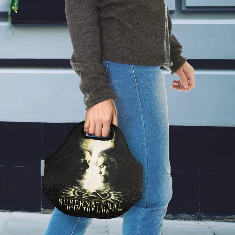 Popfunk Supernatural Dean Sam Smoke Seal Soft Neoprene Lunch Bag, Lightweight, Insulated, Reusable for School, Work, Office