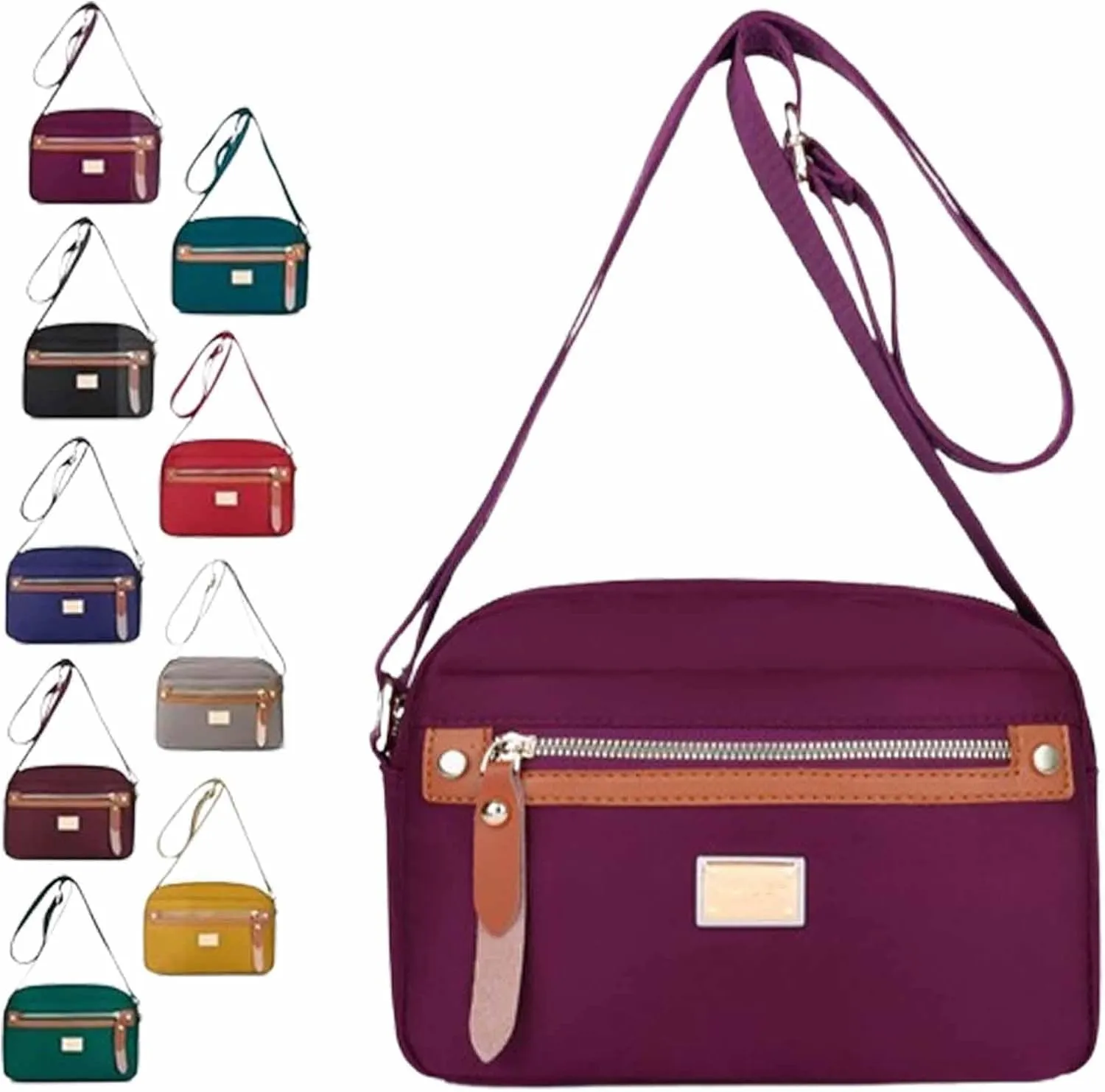 Popularate Nylon Crossbody Bag,Waterproof Casual Shoulder Bags Purses with Multi Pockets for Women