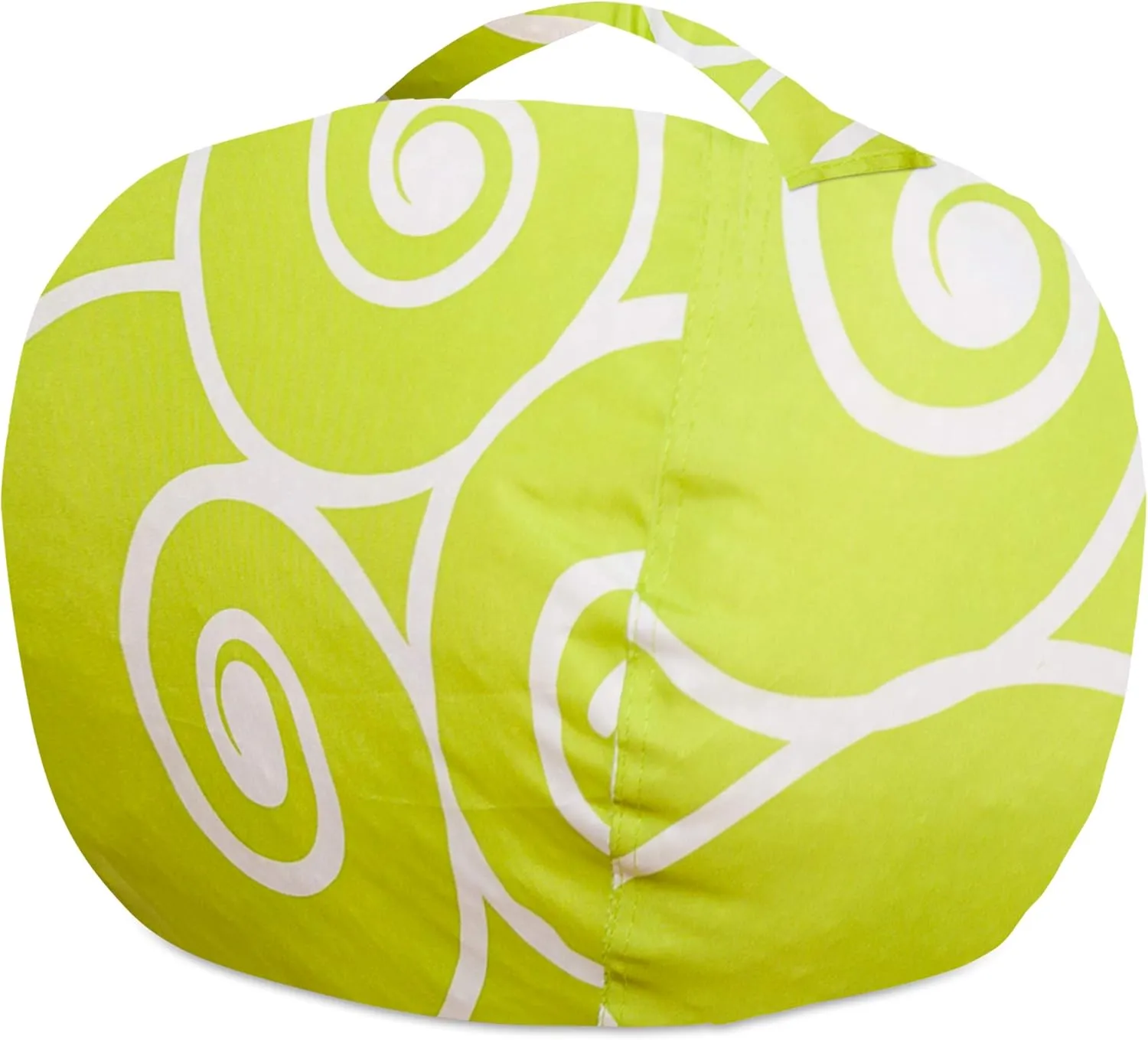 Posh Stuffable Kids Stuffed Animal Storage Bean Bag Chair Cover - Childrens Toy Organizer, X-Large 48" - Pattern Swirls Lime and White