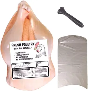 Poultry Shrink Bags- 50 Clear 13" x 18" Chickens or Turkey-w/zip ties included/2.5 Mil/Freezer Safe (50, 13X18)