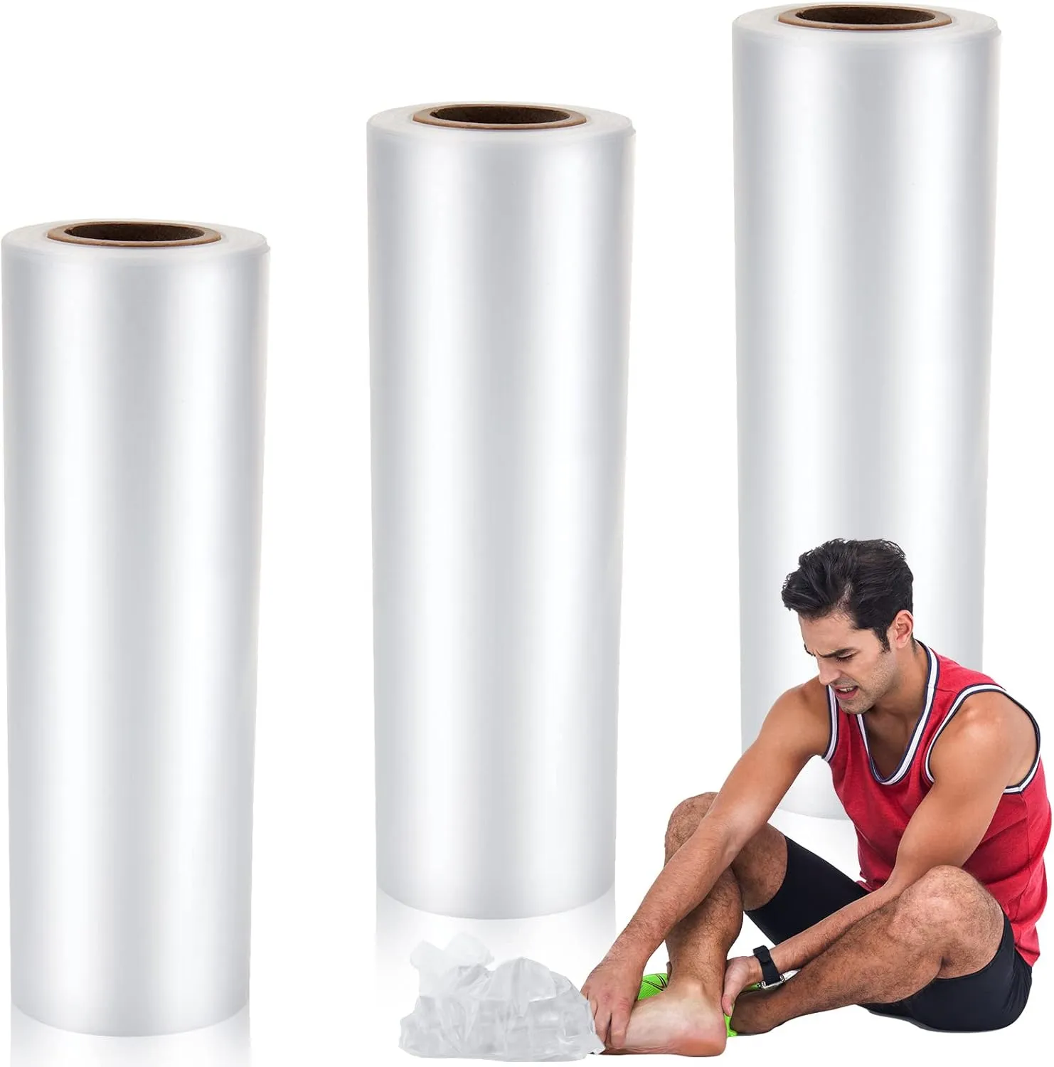 Preboun 3 Rolls Small Ice Bags Disposable 9 x 7 Inch Storage Packs Easy to Tie Ice Mini Bags for Injuries Athletic Training Rooms