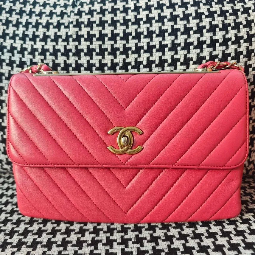 Preloved Chanel Trendy CC Pink Quilted Shoulder Bag