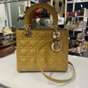 Preloved Dior Lady Bag Yellow Patent Leather Top Handle Bag