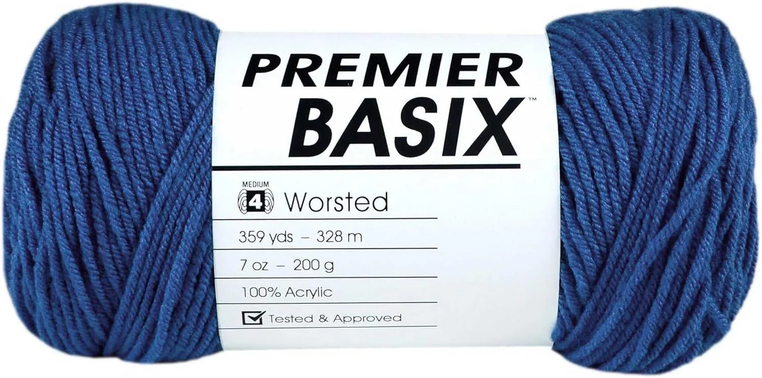 Premier Yarns Basix Azure 1115-26 (3-Skeins - Same Dye Lot) Worsted Medium #4 Acrylic Yarn for Crocheting and Knitting with Project Bag