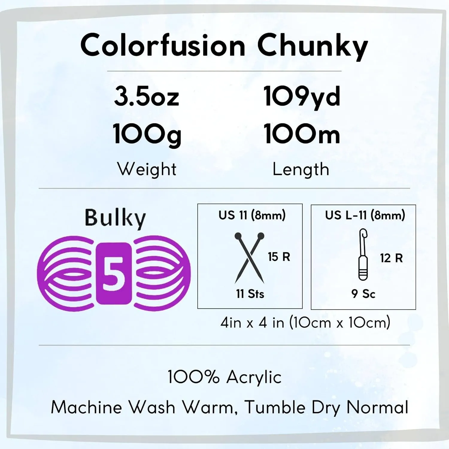 Premier Yarns Colorfusion Chunky Salt Water Taffy 1174-13 (3-Skeins - Same Dye Lot) Chunky Bulky #5 Acrylic Yarn for Crocheting and Knitting with Project Bag