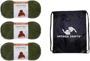 Premier Yarns Serenity Chunky Solid After Dark DN700-35 (3-Skeins - Same Dye Lot) Chunky Bulky #5 Acrylic Yarn for Crocheting and Knitting with Project Bag