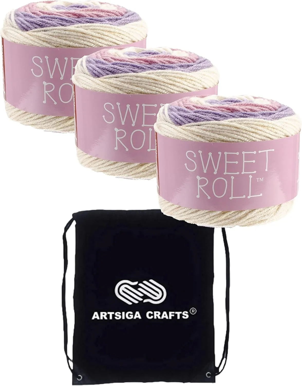 Premier Yarns Sweet Roll Birthday Cake Pop 1047-24 (3-Skeins - Same Dye Lot) Worsted Medium #4 Acrylic Yarn for Crocheting and Knitting with Project Bag
