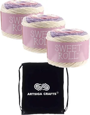 Premier Yarns Sweet Roll Birthday Cake Pop 1047-24 (3-Skeins - Same Dye Lot) Worsted Medium #4 Acrylic Yarn for Crocheting and Knitting with Project Bag