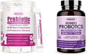 Probiotics for Women Digestive Health, 50 Billion CFU, 13 Strains, Women's Probiotics Powder with Cranberry for Urinary & Vaginal Health, Probiotics & Prebiotics for Gut and Immune Health, 30 Bags