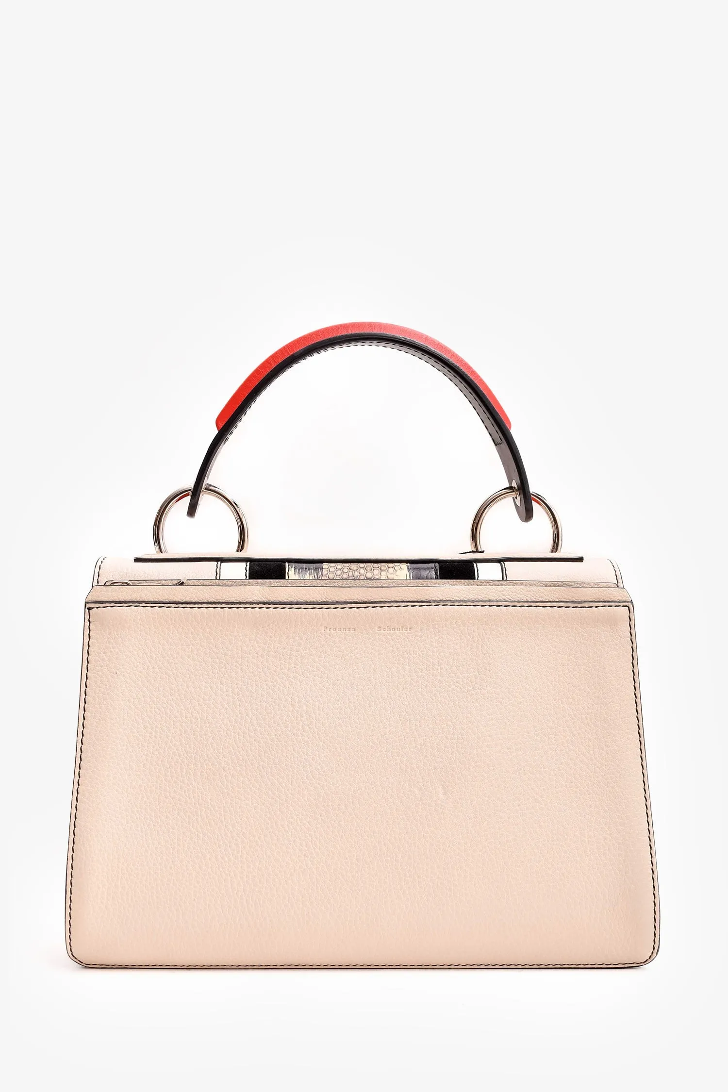 Proenza Beige Leather Snake Embossed Top Handle Bag