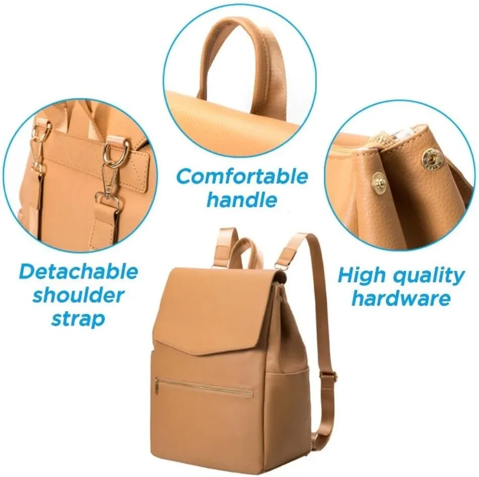 PU Leather Baby Diaper Bag Backpack For Moms Large Capacity Nappy Bag with Changing Pad Stroller Straps baby bags organizer