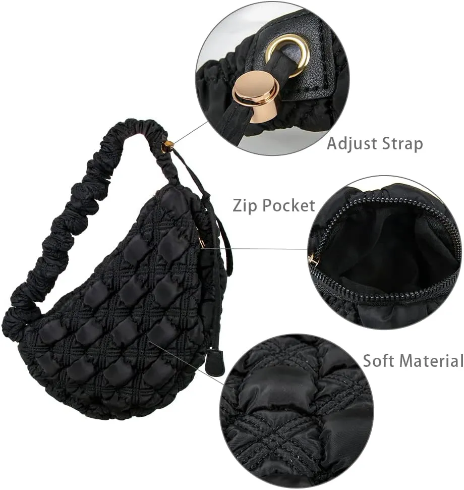 Puffer Bag Quilted Padded Tote Bags for Women Puffy Hobo Purse Lightweight Down Cotton Crossbody Shoulder Bag