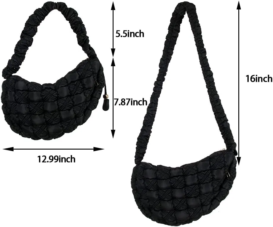 Puffer Bag Quilted Padded Tote Bags for Women Puffy Hobo Purse Lightweight Down Cotton Crossbody Shoulder Bag
