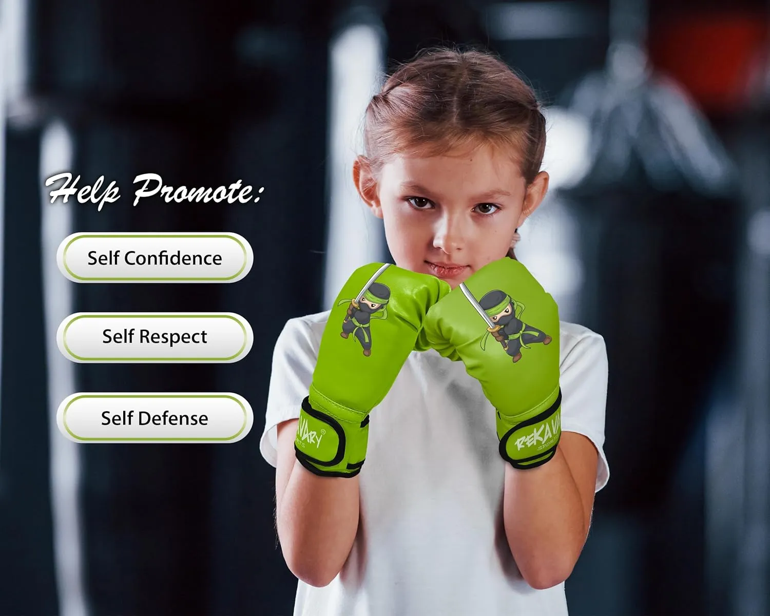 Punching Bag for Kids - 5' 3" Tall and Stable - Ninja Kids Inflatable Punching Bag Combo Kit with Kids Boxing Gloves, a Pump and Repair Kit. Boxing Bag for Immediate Bounce Back