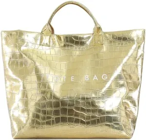 PVC Tote Bag Clear Plastic Tote Bag for Women Letters Print Work Handbag Crocodile Pattern Leather Handbag