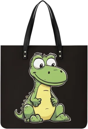 Quiet Cartoon Crocodile Leather Tote Handbag Top Handle Ladies Shoulder Bags Large Travel Messenger Gym Totes Work Bags Tote Bag for Women