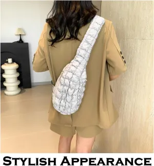 Quilted Crossbody Bag for Women, Nylon Sling Bag, Puffy Fanny Pack for Running, Traveling, Hiking, Sports (gray)