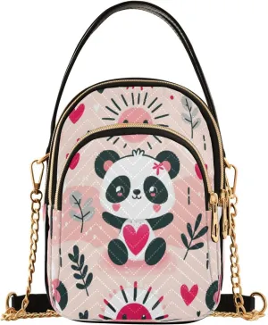 Quilted Crossbody Bags for Women,Cute Funny Panda Bear Women's Crossbody Handbags Animals Small Travel Purses Phone Bag