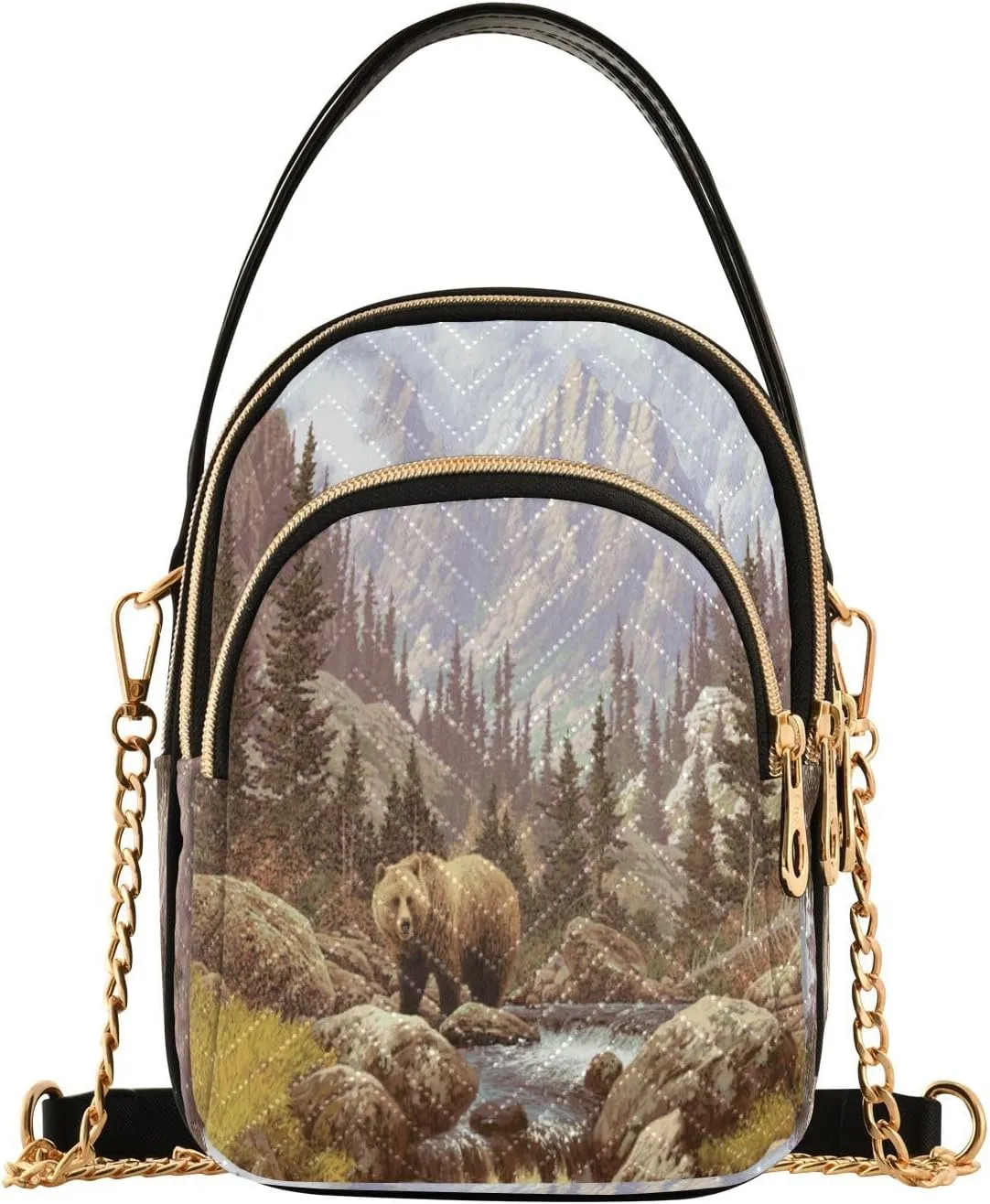 Quilted Crossbody Bags for Women,Cute Funny Panda Bear Women's Crossbody Handbags Animals Small Travel Purses Phone Bag