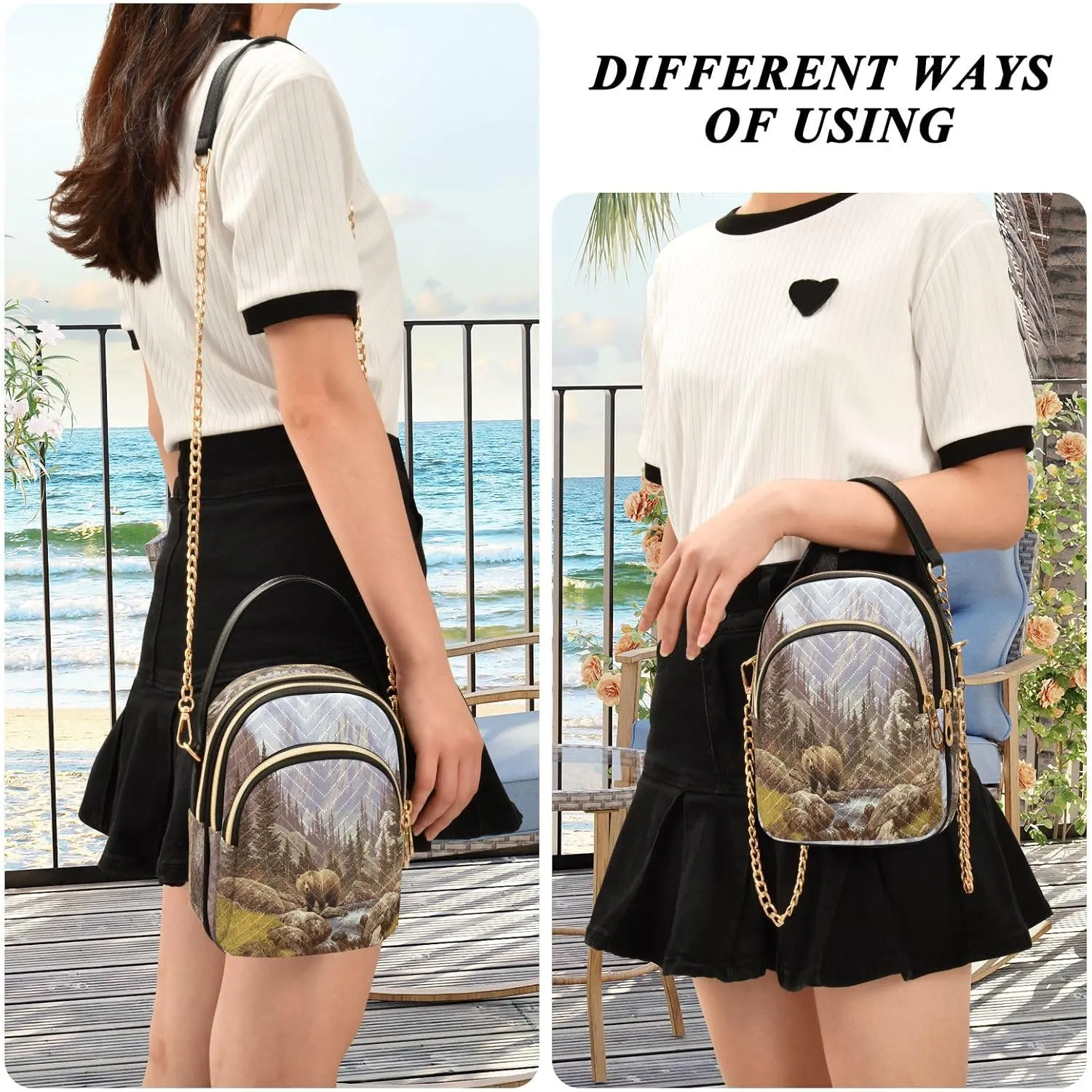 Quilted Crossbody Bags for Women,Cute Funny Panda Bear Women's Crossbody Handbags Animals Small Travel Purses Phone Bag