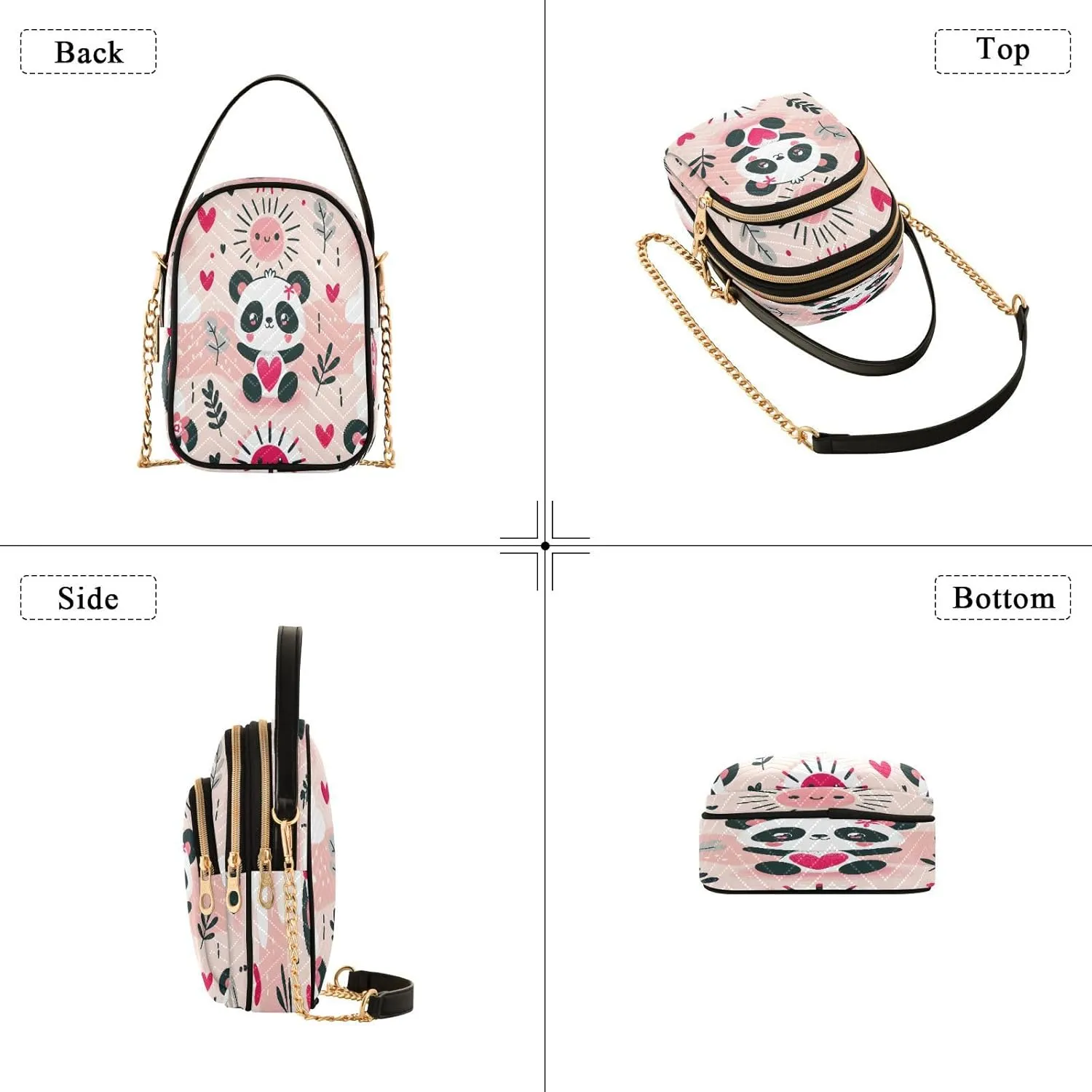 Quilted Crossbody Bags for Women,Cute Funny Panda Bear Women's Crossbody Handbags Animals Small Travel Purses Phone Bag