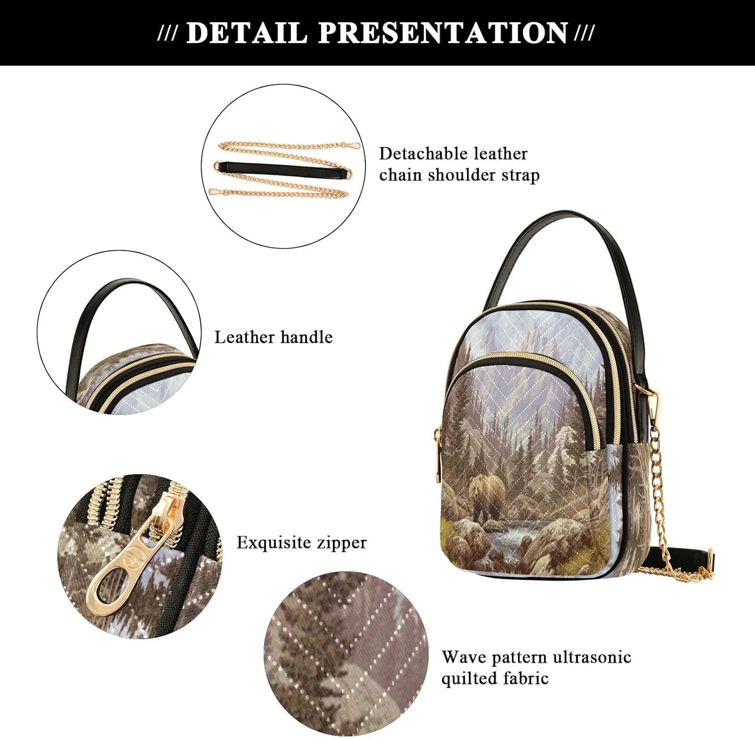 Quilted Crossbody Bags for Women,Cute Funny Panda Bear Women's Crossbody Handbags Animals Small Travel Purses Phone Bag
