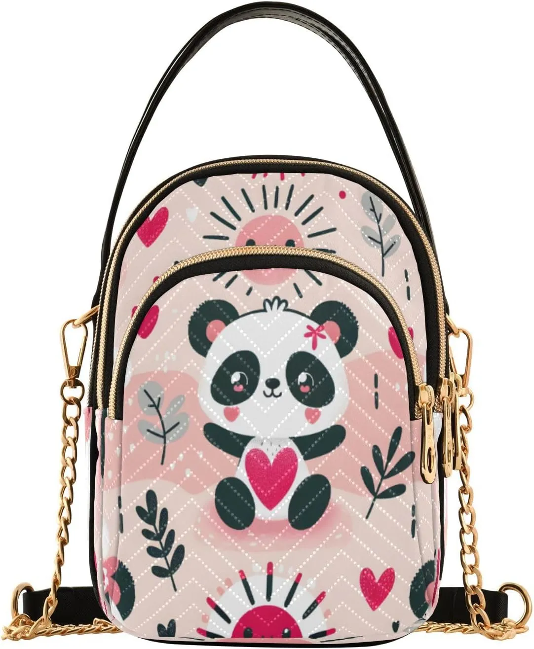 Quilted Crossbody Bags for Women,Cute Funny Panda Bear Women's Crossbody Handbags Animals Small Travel Purses Phone Bag