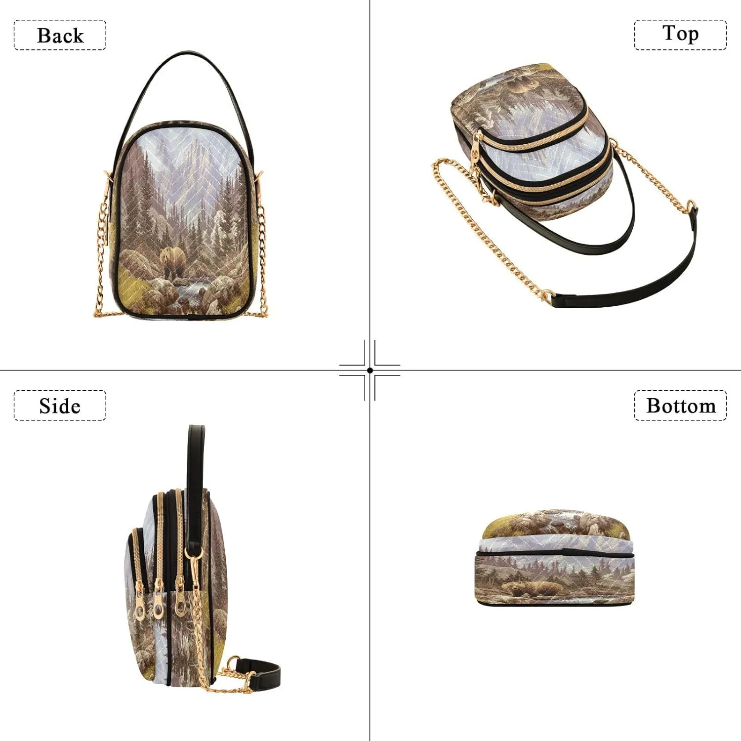 Quilted Crossbody Bags for Women,Cute Funny Panda Bear Women's Crossbody Handbags Animals Small Travel Purses Phone Bag