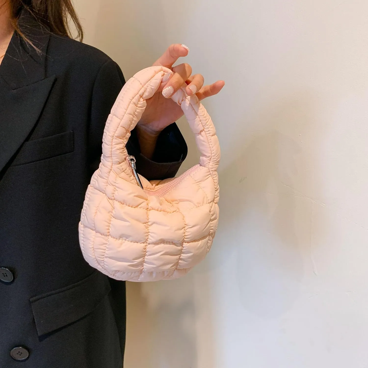Quilted MINI Handbag and Purses Women Puffer Nylon Hobo Cotton Padded Purse Work Travel Lightweight